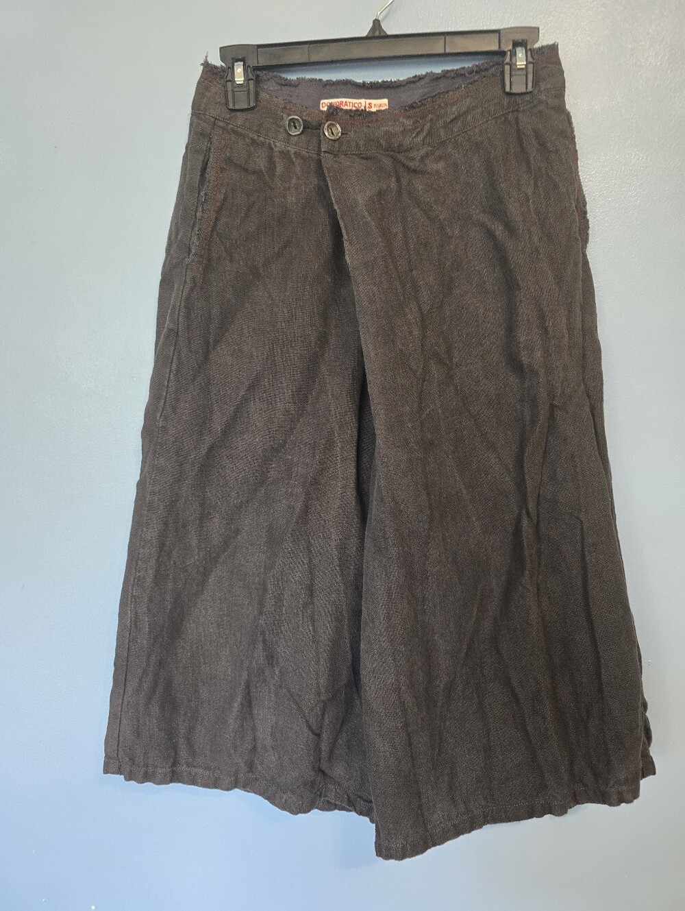 Donoratico Crossover Waist Linen Brown Wide-Leg Pants S